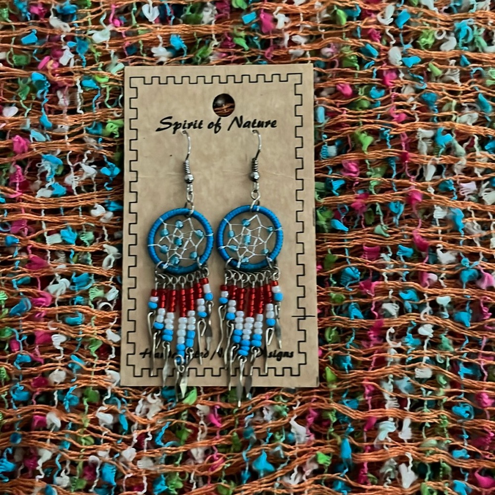 Spirit Of Nature Handcrafted Native Design Dream Catcher Earrings